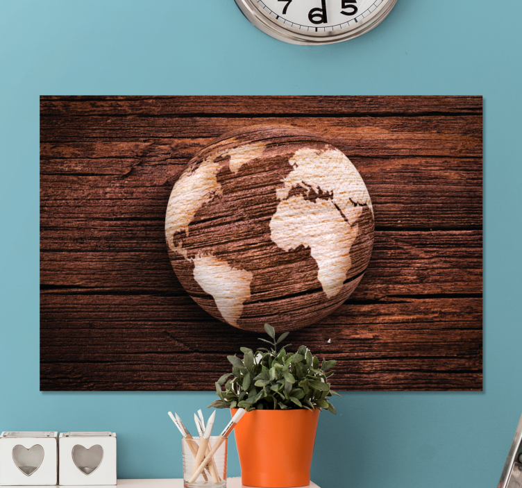Cuadro 3d Mapamundi geográfico de madera - TenVinilo