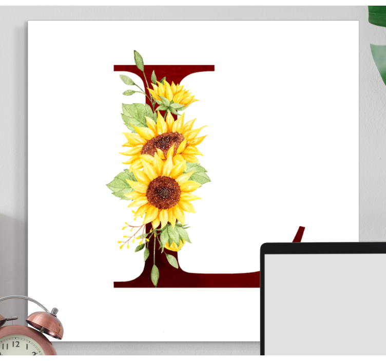 Cuadro de flores Girasol inicial personalizable - TenVinilo