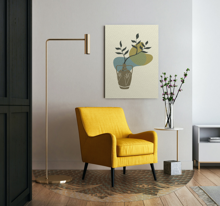 Cuadro de flores jarrón con follaje - TenVinilo