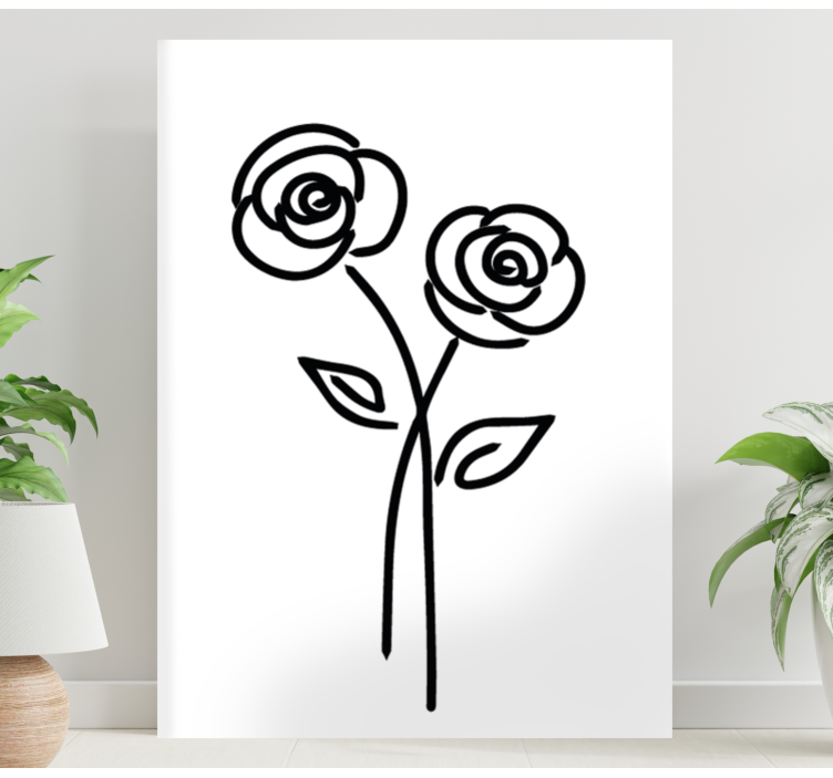 Cuadro de flores Par de rosas diseño minimalista - TenVinilo