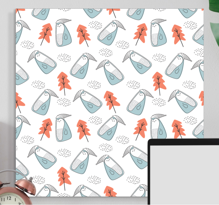 Cuadro flores patrón de animales lindos - TenVinilo