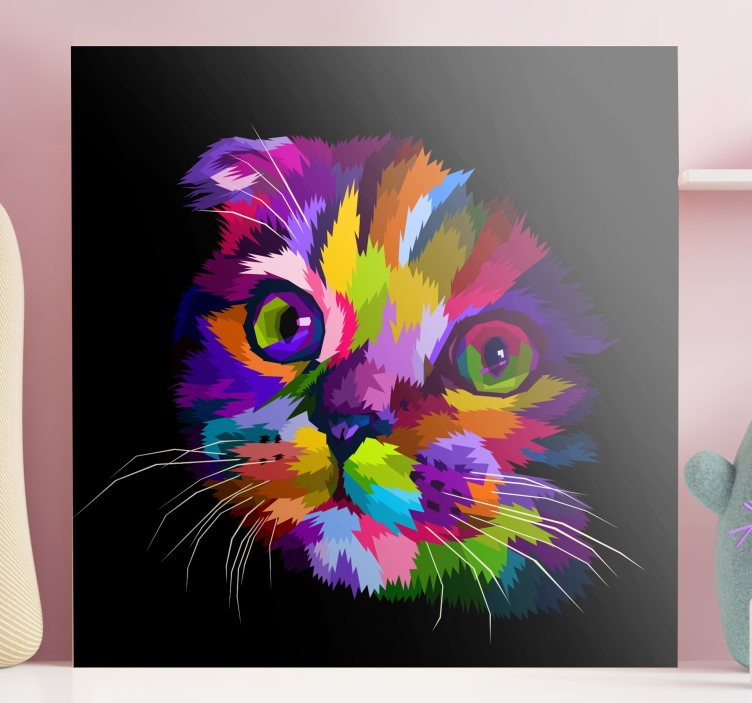 Cuadro de gatos Gato arcoiris pintado - TenVinilo
