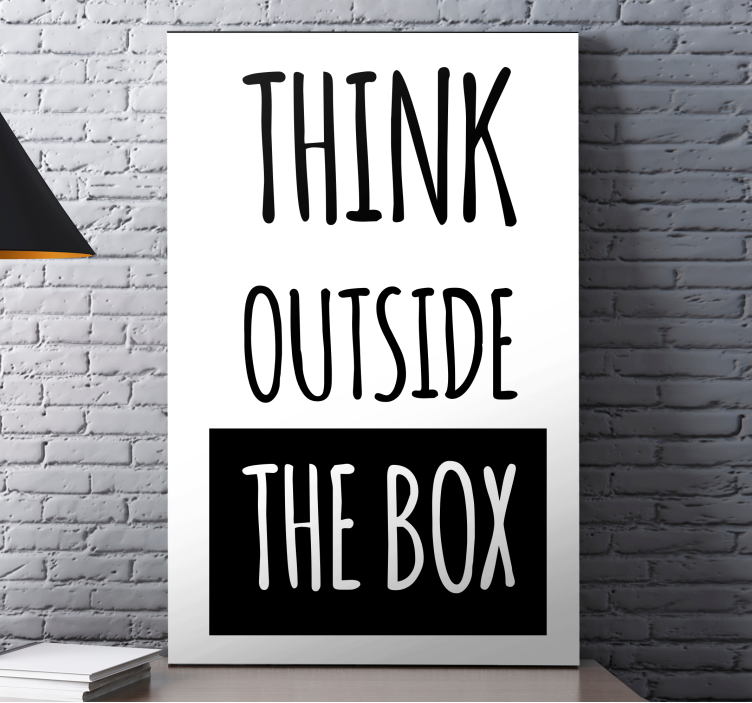 Cuadro frase motivadora Piensa fuera de la caja - TenVinilo