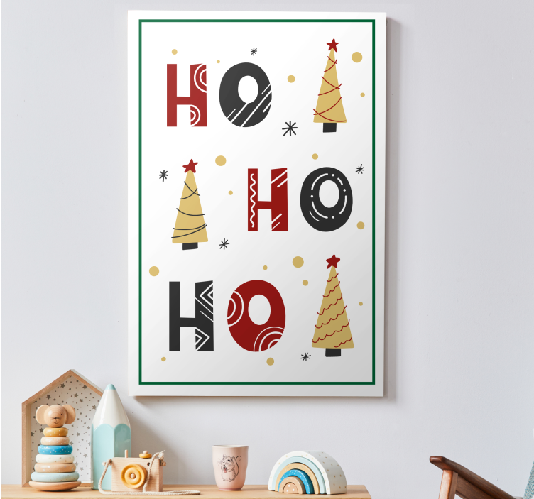 Cuadro de navidad Ho diseño de texto navideño - TenVinilo