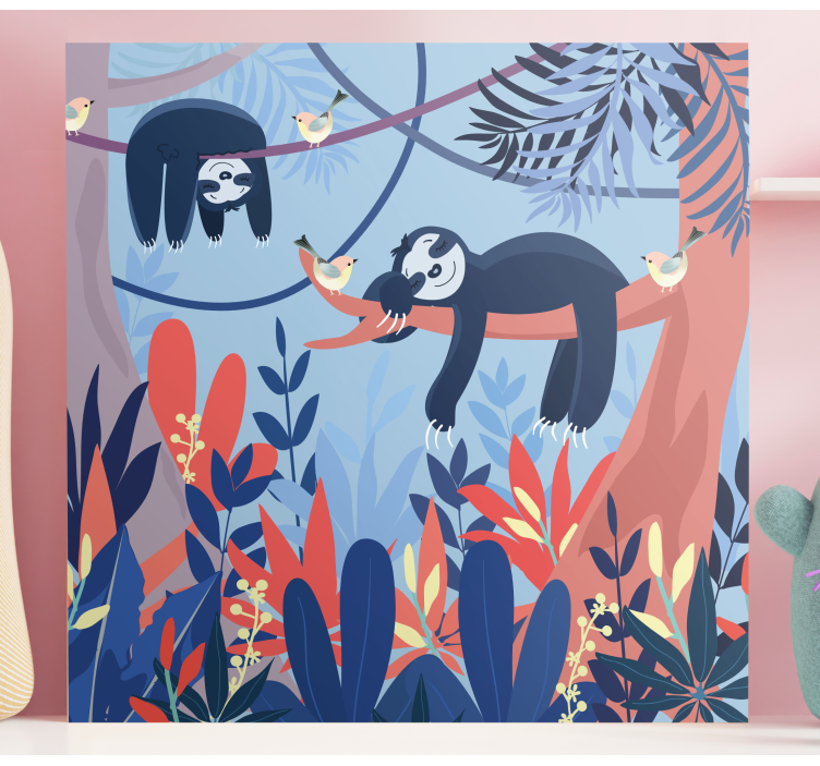 Cuadro infantil Animales durmiendo en el bosque - TenVinilo