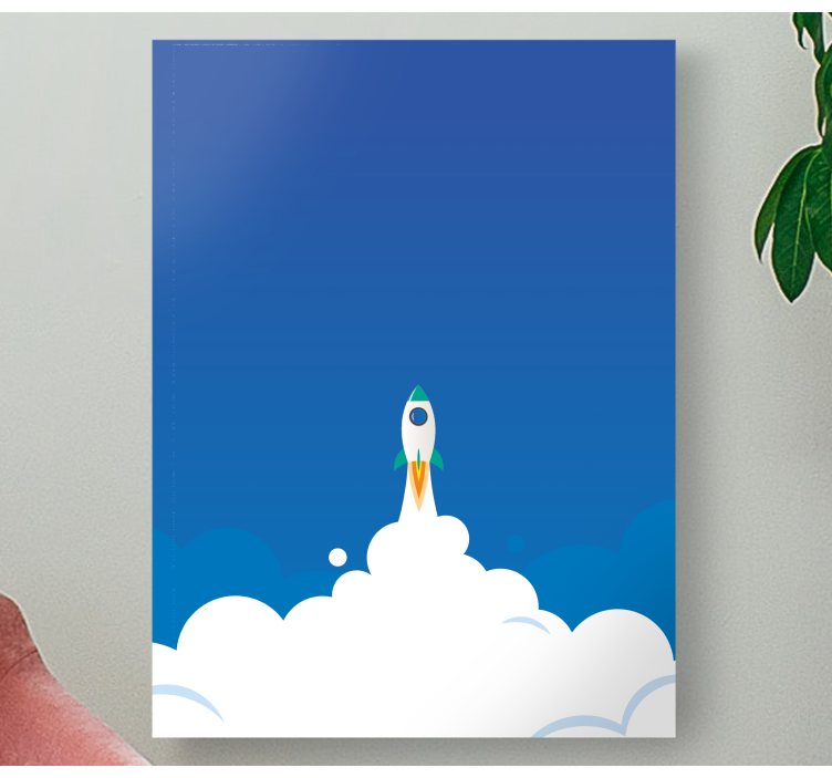 Cuadro infantil Dibujos animados de lanzamiento de cohetes al lug - TenVinilo