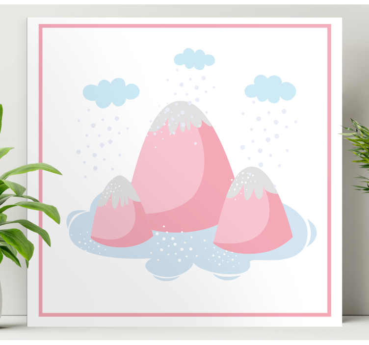 Cuadro infantil Montañas rosadas con gotas de lluvia - TenVinilo