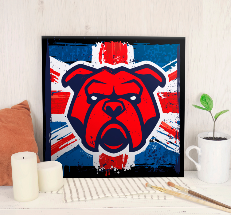 Cuadro de perro bulldog bandera británica - TenVinilo