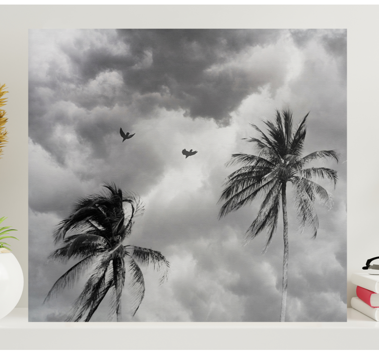 Cuadro para salón Palma en blanco y negro - TenVinilo