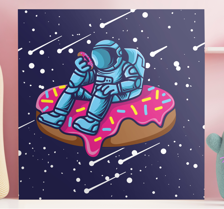 Cuadro decorativo videojuego astronauta en donut - TenVinilo