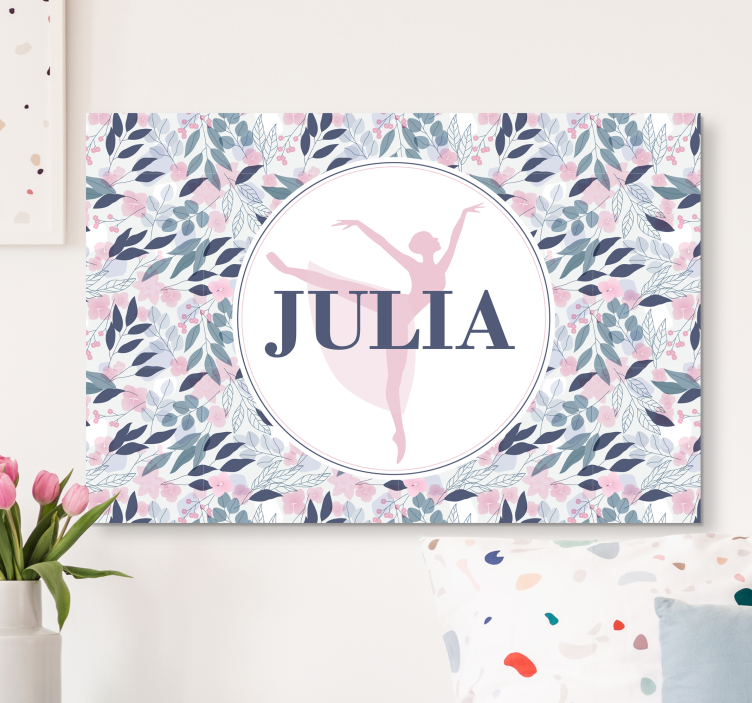 Cuadros con nombre Bailarina floral personalizada - TenVinilo