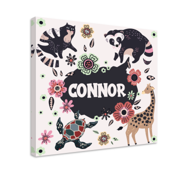 Cuadros con nombre rodeado de animales - TenVinilo