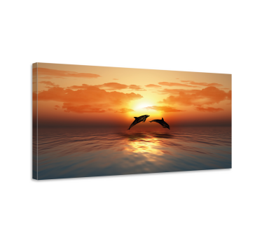 Cuadro animales delfines saltando al atardecer - TenVinilo