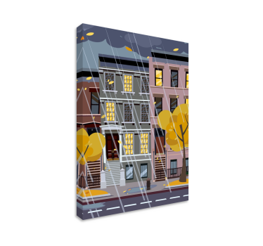 Cuadro ciudades escena urbana lluviosa - TenVinilo