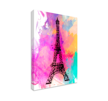 Cuadro de ciudades Torre Eiffel fondo multicolor - TenVinilo