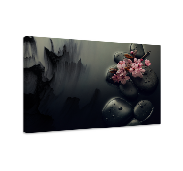 Cuadro elegante flores zen en piedras - TenVinilo