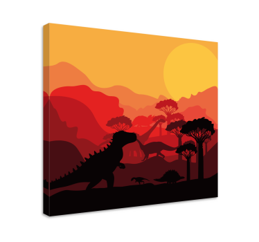 Cuadro dinosaurios jurásico tonos cálidos - TenVinilo