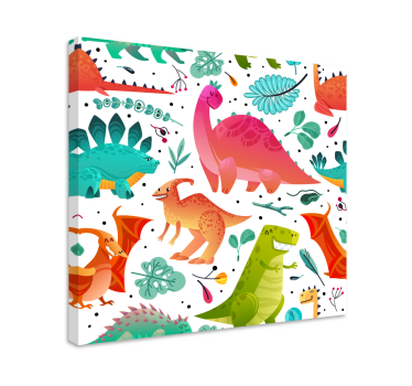 Cuadro de dinosaurios aventura colorida de dinosaurios - TenVinilo