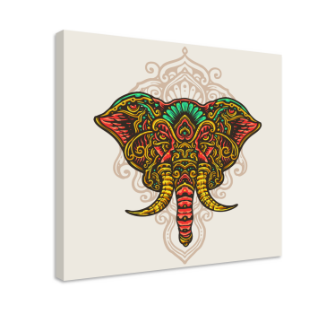 Cuadro de elefantes Elefantes mandala indio multicolor - TenVinilo