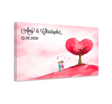 Cuadro para boda árbol beso personalizable - TenVinilo