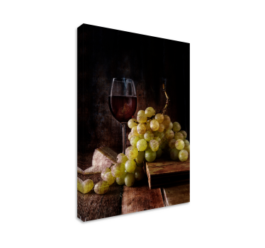 Cuadro de bodegones Uvas verdes y vino tinto - TenVinilo