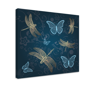 Cuadro de libélulas Mariposas en azul con - TenVinilo