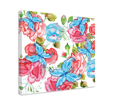 Cuadro con mariposas Flores rosas y - TenVinilo