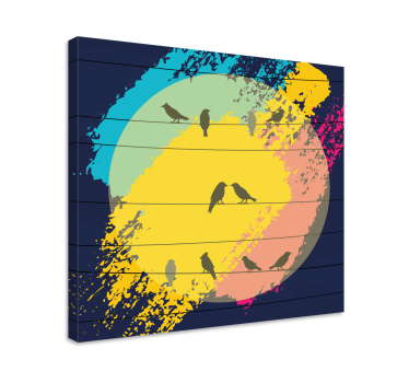 Cuadro aves siluetas circulares retro - TenVinilo