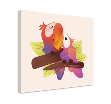 Cuadro de pájaros Caricatura, enamorado, rosa - TenVinilo
