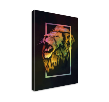 Cuadro de animales León colorido pintado - TenVinilo