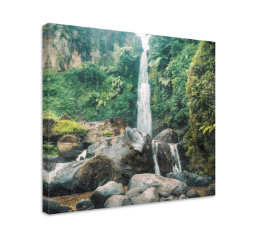 Cuadro de paisaje Cascada cayendo sobre una roca - TenVinilo