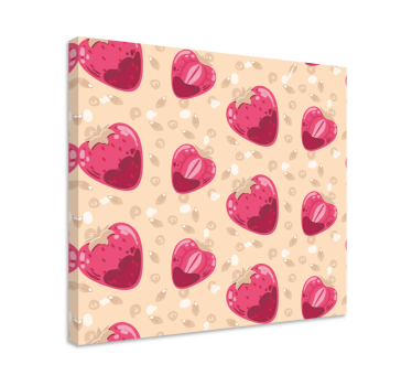 Cuadro bodegones patrón de corazones de fresa - TenVinilo