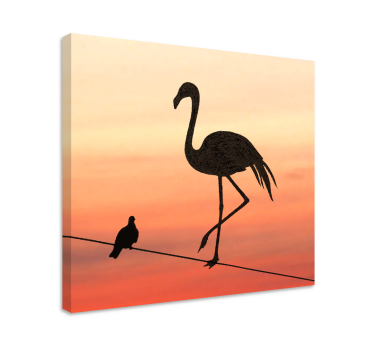 Cuadro recibidor Diseño de flamencos y pájaros - TenVinilo