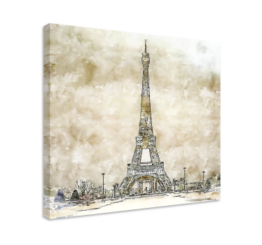 Cuadro de ciudades Pintura de la torre eiffel de acuarela - TenVinilo