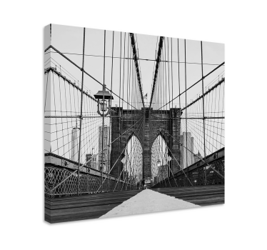 Cuadro en 3d Puente de brooklyn en blanco y negro - TenVinilo