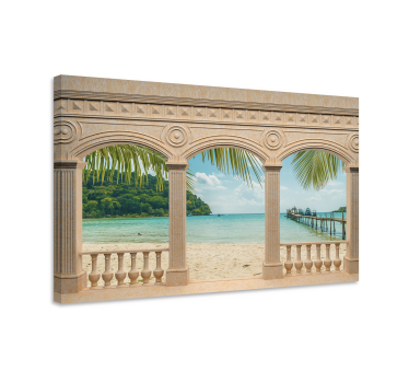 Cuadro en 3d Arcos griegos con vistas al mar - TenVinilo