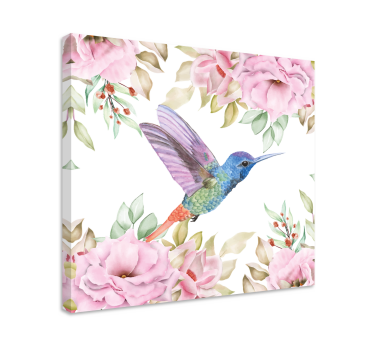 Cuadro flores Colgando flores de jardín con pájaros - TenVinilo