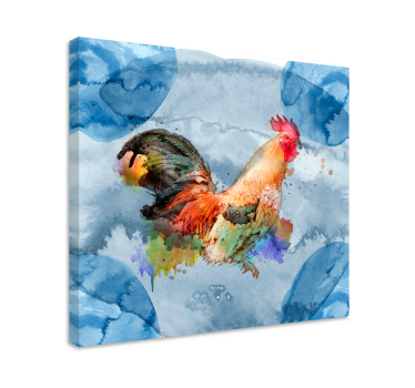 Cuadro de pájaros Gallo pintado en textura de acuarela - TenVinilo