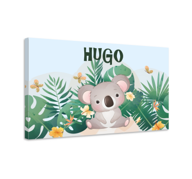 Cuadro para bebés Lindo koala para niño con nombre - TenVinilo