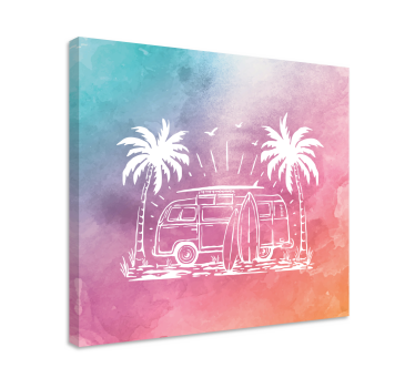Cuadro ciudades furgoneta surf retro - TenVinilo
