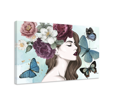 Cuadro artístico Estilo glamour mujer flores - TenVinilo