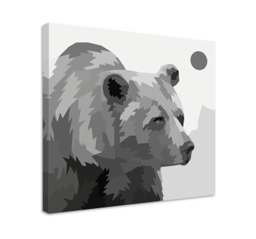Cuadro de animales Oso gris de animales geométricos - TenVinilo