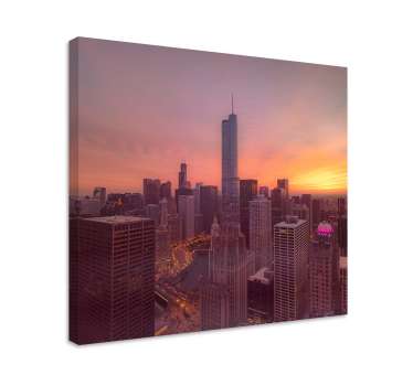 Cuadro ciudades atardecer en el horizonte de chicago - TenVinilo