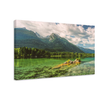 Cuadro de paisaje Lago montañas y nubes - TenVinilo