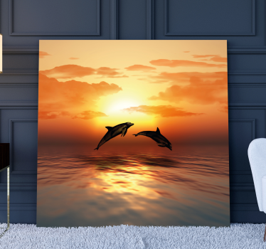 Cuadro animales delfines saltando al atardecer - TenVinilo