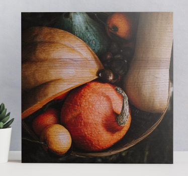 Cuadro bodegones calabaza naranja cosechada - TenVinilo