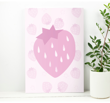 Cuadro bodegones corazón rosa fresa - TenVinilo