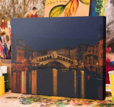 Cuadro ciudad canal de Venecia de noche - TenVinilo