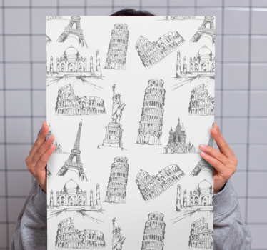 Cuadro ciudades bocetos de monumentos famosos - TenVinilo