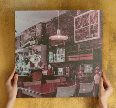 Cuadro ciudades escena de café vintage - TenVinilo